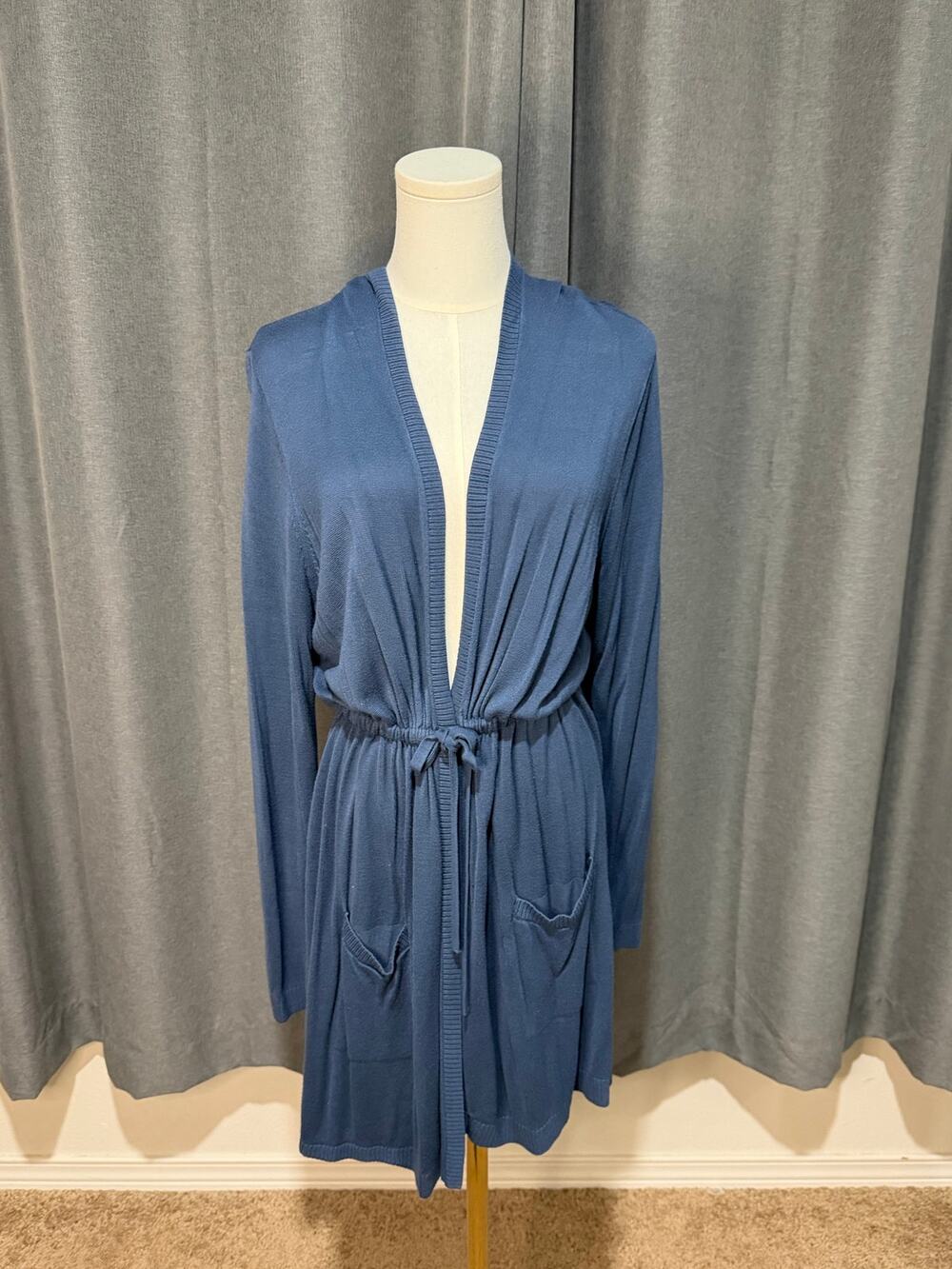 Torrid Size 1 Blue Hooded Tie Waist Duster